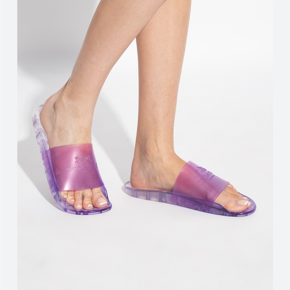 𝓒O𝓐𝓒𝓗 Women's Ulyssa Jelly Pool Slides w/box - Picture 2 of 15